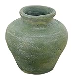 azi-azi ハンドメイド 小さなテラコッタ ミニチュア壷 F 花瓶 グリーン AT-168