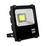 LED投光器20W 昼光色 ledライト 85-265V 省エネ長寿命 防水 IP65 余裕の3mコード防塵防水仕様 (20W, 6000K)