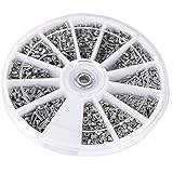 12種類600pcs / setステンレス鋼ねじナットコンビネーションキット ねじ メガネ ＆ ナット 眼鏡 & ワッシャー 収納ケース付き ワッシャー 1種 各50個 ステンレス (写真のように)