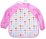 超可愛い お食事用 エプロン 長袖 ベビー用 子供用 幼児用 スモック ビブ 防水 絵画 防汚 幼稚園 保育園 ピンク 水玉