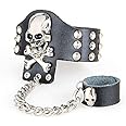 黒 ドクロ レザー ブレスレット パンク ロック