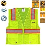 KwikSafety Class 2 High Visibility Ultra Cool Mesh Surveyor Safety Vest with Reflective Strips & Poc