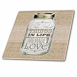 3dRose Mason Jar on Burlap Print Brown - The Best Things In Life Are Made with Love - Gifts For The 