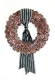 彩か SAIKA 【クリスマス】 リース 茶 ブラウン デコレーション 飾り Ribbon Wreath -Glitter Brown pinecone M CXQ-713M