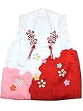 [ 京都きもの町 ] 女児 被布コート単品 白×赤×ピンク 雪輪に花 3歳児用