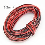 0.1mm²-2mm² 1m赤&黒自動車ハーネス16AWG铜電線LEDテープ 拡張オーディオスピーカーライン (0.2mm²)