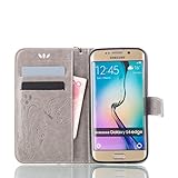 UNEXTATI Galaxy S6 Edge ケース 手帳型 保護 ケース 高品質 PU レザー ストラップ付き カード収納ケース カバー 耐衝撃 スタンド機能 付き Samsung Galaxy 