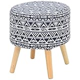 不二貿易 ファブリックスツール ラウンド 柄 ブルー 10934