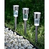 Mainstays 7-Piece Solar-Powered Landscape Light Set Stainless Steel Finish [並行輸入品]