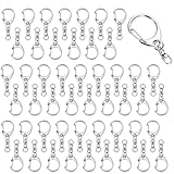 Tibemi キーホルダー金具 50個セット 回転カン付き ワンタッチ キーリング ナスカン ハンドメイド用 DIY 手芸用品 アクセサリーパーツ シルバー