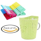 Roos Bathroom Bath SuppliesストレージバスケットHanging Organizer with 20pcsクリップ