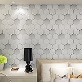 (ハンメロ)HANMEROリビング 部屋 diyリフォーム用 トリックアートハニカム柄 はがせるフリース壁紙 のりなし 53cm×10m ホワイト QZ0546