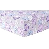 Trend Lab Grace Floral Fitted Crib Sheet, Purple, Blue, Gray and White