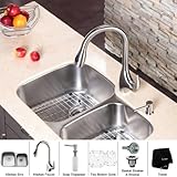 Kraus KBU24-KPF2170-SD20 Undermount Double Bowl Stainless Steel Kitchen Sink with Kitchen Faucet & S