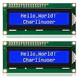 Ren He DC 5V HD44780 1602 LCD ディスプレイモジュール 16×2キャラクタ LCDモジュール白文字ブルーバックライト 2セット