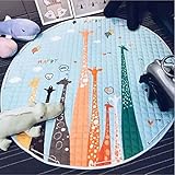 SUSUQI　 可愛い子供用プレイマット　遊びマット　ベビーマット 円形マット　床保護マット　滑り止め 洗える 寝具 撮影道具　防音　低反発　折り畳み可能 size 直径150cm　 (キリン)