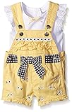 Nannette Little Girls 2 Piece Short Sleeve Shirt and Shortall Set Yellow 3-6 Months [並行輸入品]