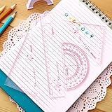 1セット4個透明数学ルールプロモーションプラスチック三角形ストレートルーラー学生スクールSupplies 9595 ピンク 4365367644332
