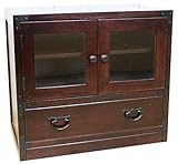 総桐 民芸 ガラス扉たんす 幅60 ブラウン [幅60cm×奥行35cm×高さ54cm]【ST-702】