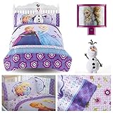 Disney Frozen Melt My Heart Full Size Bed Set - Reversible Comforter, Full Sheets, Olaf Pillow & Fro