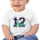 カッコいい ボーイとガール シアトル シーホークス 背番号12 丸首シャツ 100%棉 White Size 12 Months