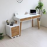 パソコンデスク 完成品 デスク シンプル チェストセット 120cm幅 ホワイト 北欧 HMA004NA/WH
