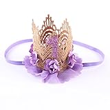 Tonsee ベビー ガールズ ヘアバンド レース 髪飾り 超可愛い フラワークラウン ヘアアクセサリー (パープル)