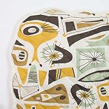 Mid-Century Modern Baby Blanket, Quilted Play Blanket with Retro Print by Sin in Linen