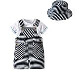 【333 Products】子供服 男の子 80 夏 Tシャツ＆オーバーオール＆ハット3点セット
