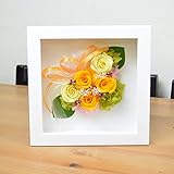 〔エルフルール〕プリザーブドフラワーウッドフレームアレンジメント カラー：イエロー ブリザードフラワー 花 プレゼント 引越し祝い 開店祝い 開業祝い 結婚祝い