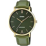 [カシオ] CASIO クオーツ メンズ 腕時計 MTP-VT01GL-3B ゴールド×グリーンレザーバンド 海外モデル [並行輸入品]