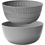 ライクイット ( like-it ) ざる ボウル 樹脂製 Colander&Bowl 米とぎにも使える ザルとボール Ф22.7×高10.4cm ボウル:Ф23.7×高10.7cm グレー 日本製 水切り 湯切り可能 3.2L