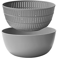ライクイット ( like-it ) ざる ボウル 樹脂製 Colander&Bowl 米とぎにも使える ザルとボール Ф22.7×高10.4cm ボウル:Ф23.7×高10.7cm グレー 日本製 水切り 湯切り可能 3.2L