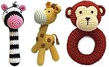 オーガニックバンブーカギ針編み動物園動物Rattle Set