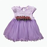 ベビーガールズ　プリンセス　ドレス　赤ちゃん　女の子　無袖　パーティー　結婚式　ワンピース　 (18-24m, パープル)