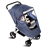 Aibaby ベビーカー レインカバー フロントオープン 両対面 a型b型ベビーカー 無臭 厚手 (水玉柄)