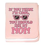 CafePress – Cool Momピンク – ベビーブランケット、スーパーソフト新生児おくるみ ピンク 17412624296832E
