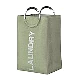 (DORIS) ランドリーボックス 折りたたみ 【マリブ グリーン】 ランドリーバスケット 縦型 取っ手付き 大容量 幅38×奥行32×高さ55