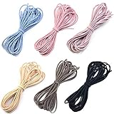 Yuzhiye ヘアゴム ロングゴム 太さ2.8㎜ ヘアアクセサリー 髪ゴム ハンドメイド 手作り 材料 手芸 6色セット 黒 ピンク 茶色 ブルー (12m)