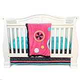 Oneグレースプレイス魔法Michayla幼児ベビーベッド寝具セット、ブラック/ピンク/ターコイズ