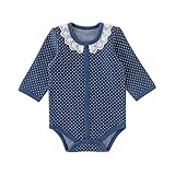 (チャックル) chuckle レース衿ドット前開き長袖ロンパース ネイビー 90cm P2382-90-31