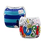 ALVABABY ベビー 再利用可能 スイムパンツ 防水 スイム布 経済的 おむつ 多用途 水着 2枚セット DYK11-12-JP