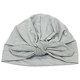 Refaxi 新生児の赤ちゃんの女の子弓の結び目の包み帽子の綿の帽子のヘッドバンド（グレー）