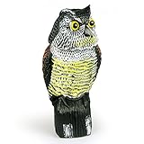 カラスよけ　翼振りフクロウ　カラス専用退治器 害鳥 威嚇 防鳥防獣対策　害獣対策器　装置 (目-赤)