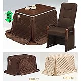 リビング ダイニングこたつ 一人用 3点セット 90×60 高さ調整 リクライニングチェアー 省エネボタン 　PLUM-C2-04BR　 (布団の柄（UKH-77))