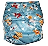 Bamboo Pocket Snaps Cloth Diaper/ Nappy - OS - PUPPY PRINT (Includes 2 Inserts) by BubuBibi [並行輸入品]