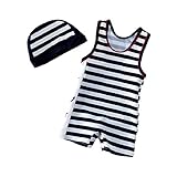 Ymgot ベビー 水着 男の子 ボーダー柄 子供 水着 キャップ付き 2点セット 110