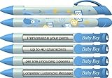 Babyペンby Greeting pen- PersonalizedベビーシャワーFavor /招待とBirth Annoucementペン – Baby Boyブロック回転メッセージペン100パッ
