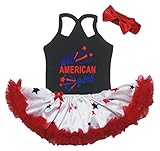 [キッズコーナー] アメリカの独立記念日 All American Girl 7月4日 ベビー服 ヘアバンド付き ワンピースドレス チュチュ (Black, 0-6 Months) [並行輸入品]