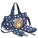 Mom Miya Large Capacity Multifunction Diaper Tote Bag Set 3pcs Stars Bears Design 2 Color (Blue) by 